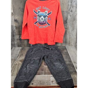 365 Kids Boys Outfit "Get Lost IN nature" Bottoms  Long Sleeve Shirt Size 5 Boys